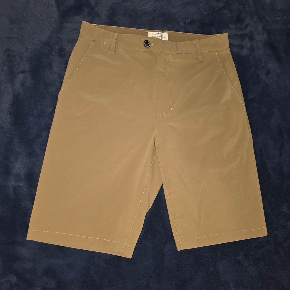 7 For All Mankind Mens Flat Front Khaki Chino Shorts Size 28 Tan